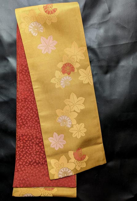 red and yellow hanhaba obi