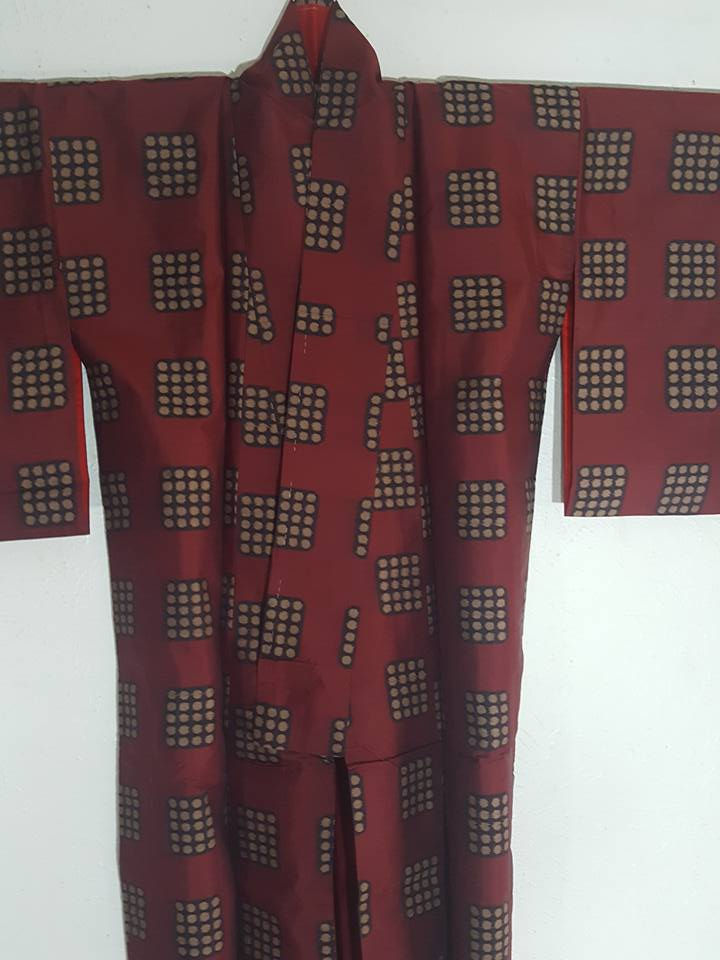 red women's Japanese Kimono