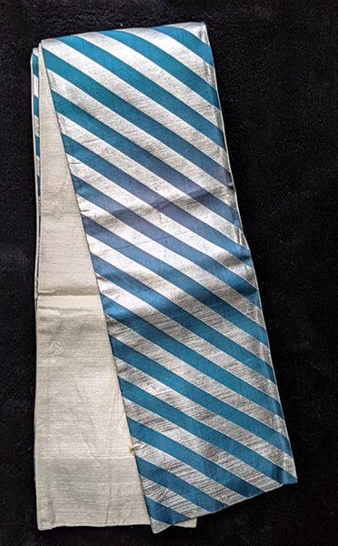 silver and teal obi from japan
