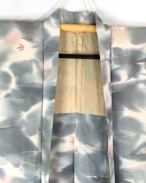 japanese haori grey and pink