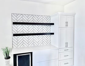 Basement bar tile backsplash installation, tile setter, Kirkcaldy Heights Brandon MB - JMJ Tileworks