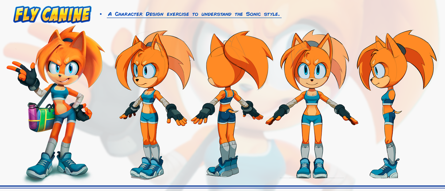 Character Model Sheet of Sonic OC Fly Canine