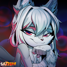 Raak's OC supporting her chin on her hand, staring in a seducing way towards the camera