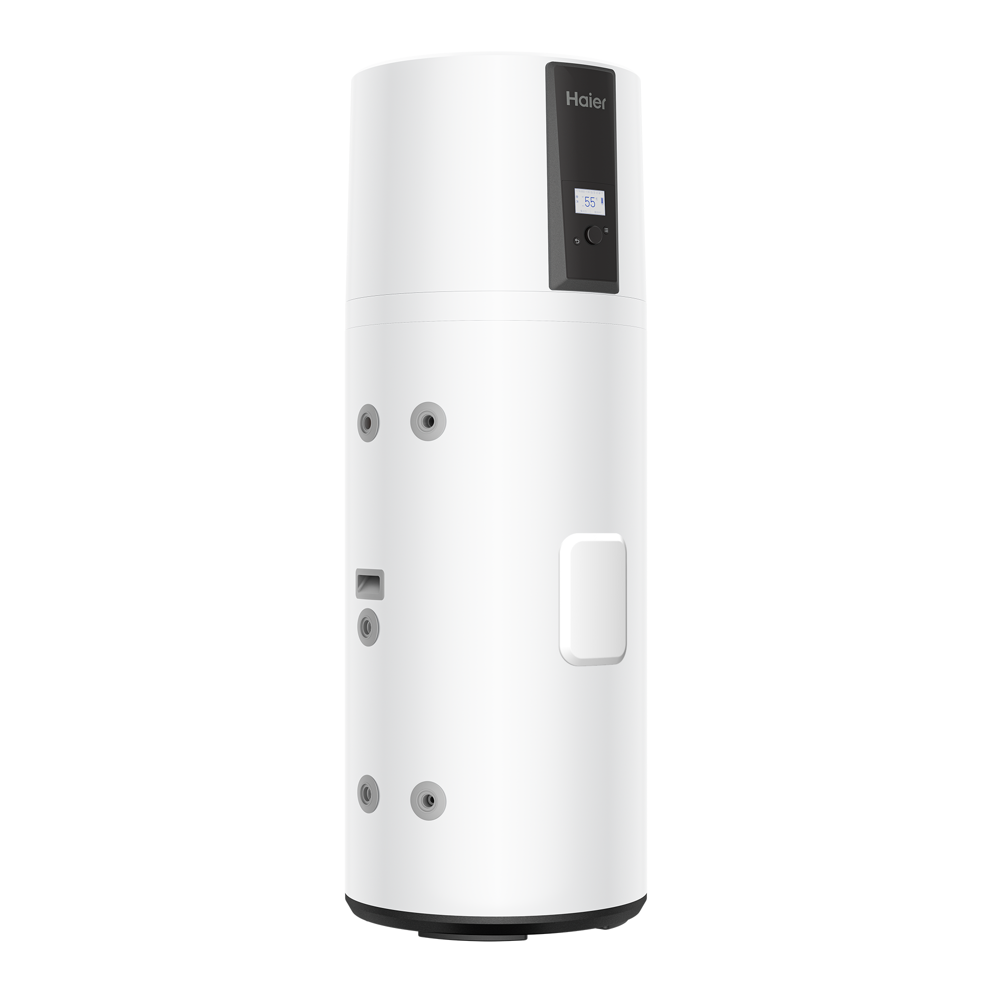 White Vaillant Arotherm 45 Litre Buffer Vessel. Cylindrical product, black display, various ports.