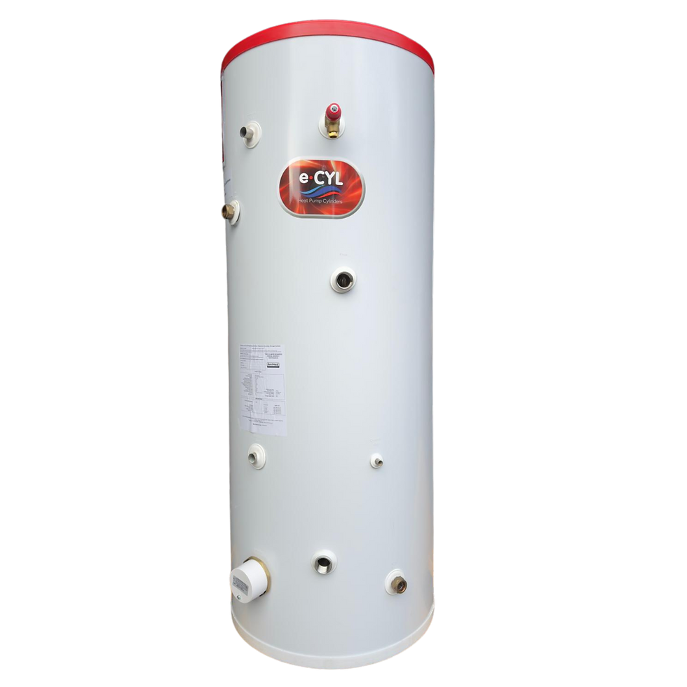 White cylinder with red top, and text, aroTHERM Plus 10kW & Heat Pump Interface.