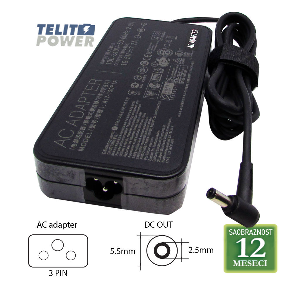 ASUS 19V-7.7A ( 5.5 * 2.5 )  A17-150P1A 150W LAPTOP ADAPTER