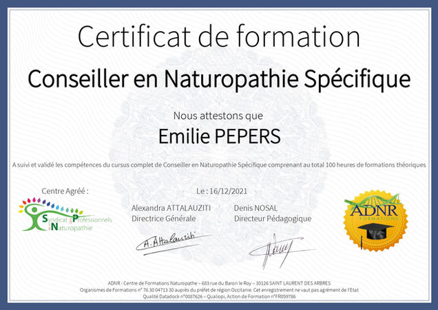 Conseiller naturopathe spécifique Emilie Pepers Lannion