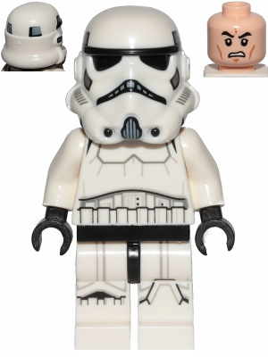 LEGO sw0997b Imperial Stormtrooper - Male, Dual Molded Helmet with Light Bluish Gray Panels on Back, Light Nougat Head, Scowl Used