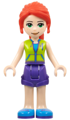 LEGO frnd0349 Friends Mia - Dark Purple Shorts, Lime Jacket Top, Red Hair New