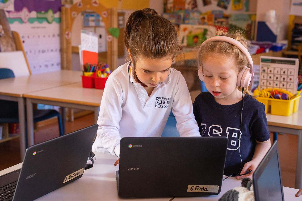 Primary School students working on a Chromebook