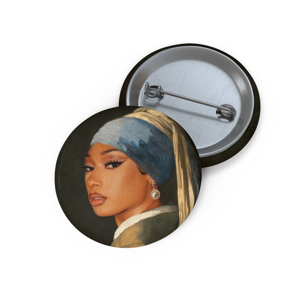 Hot Girl with a Pearl Earring Button