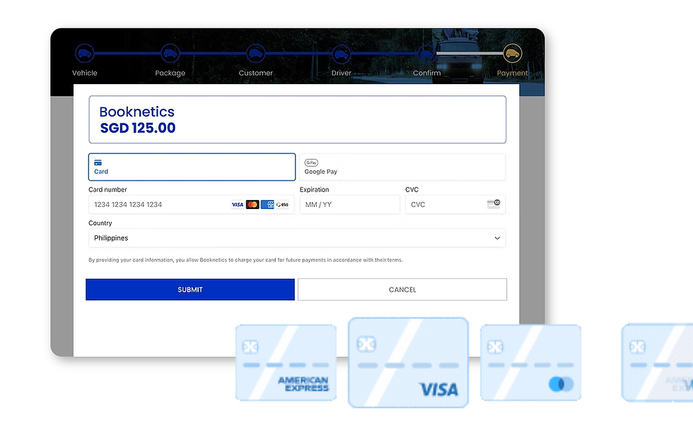 Payment status screen in a booking system