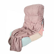 Put the cover on the seat and then on the back
