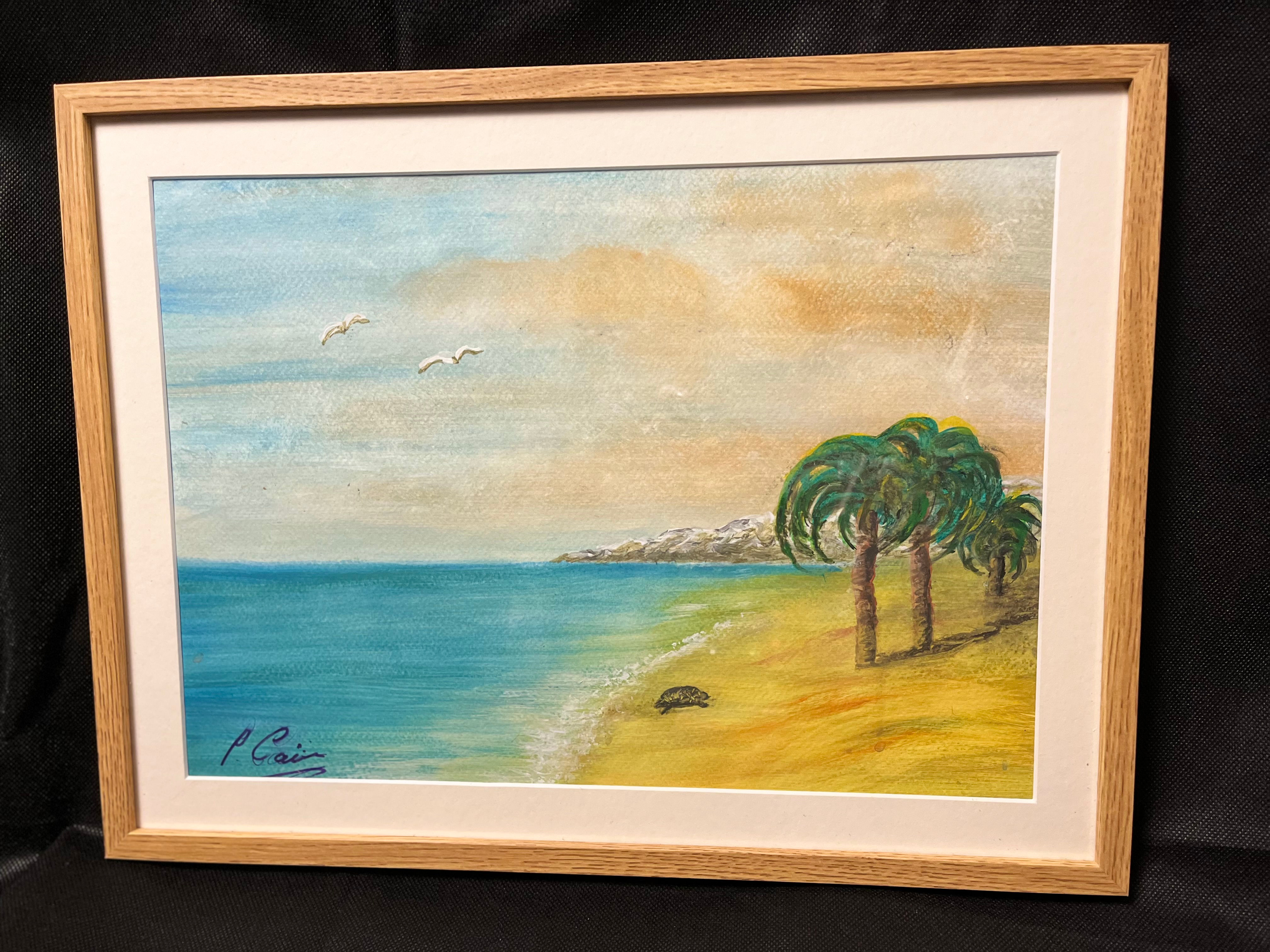Original Watercolour Framed Painting - Paradise Beach