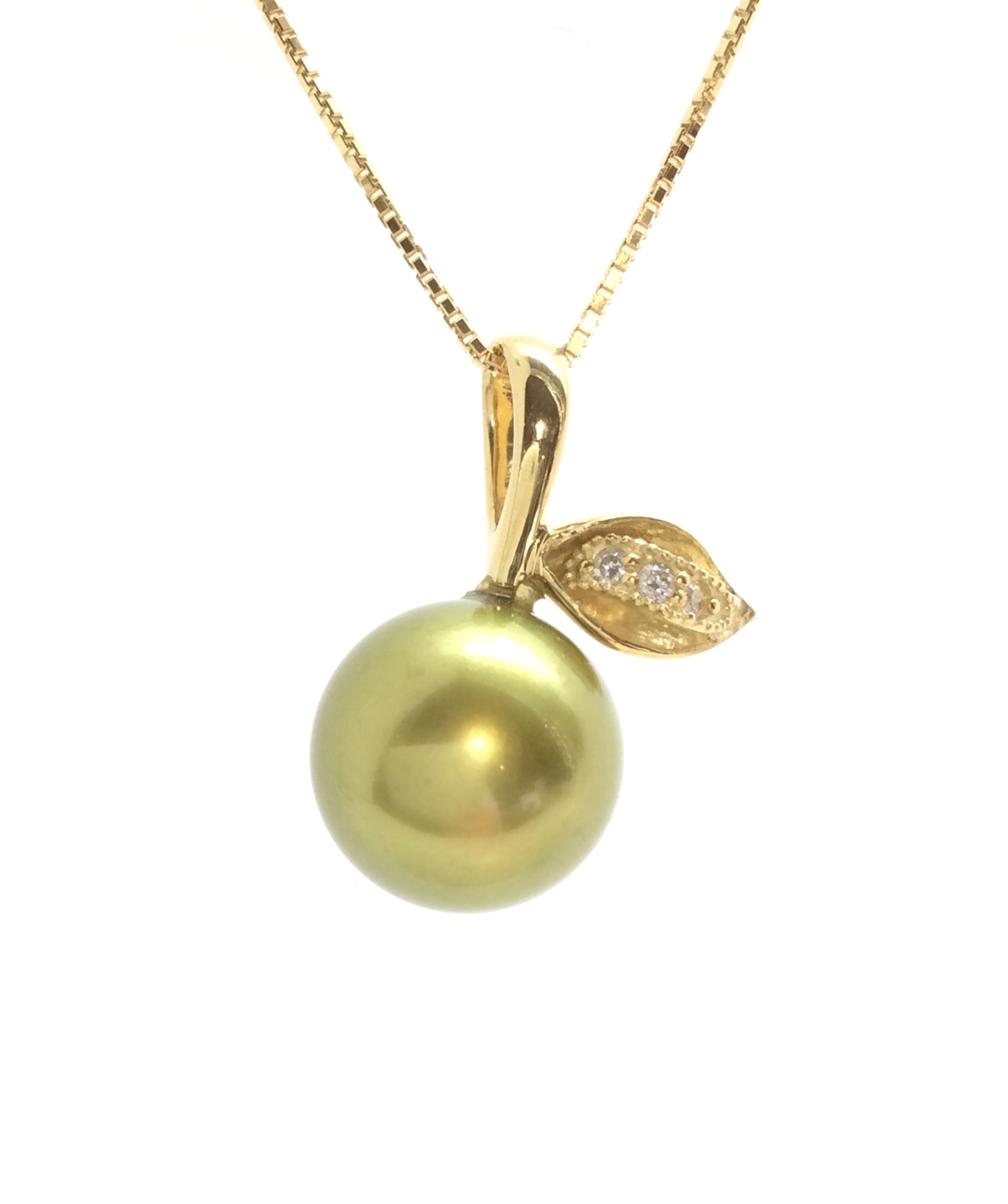 K18ピスタチオカラーアコヤパールネックレス