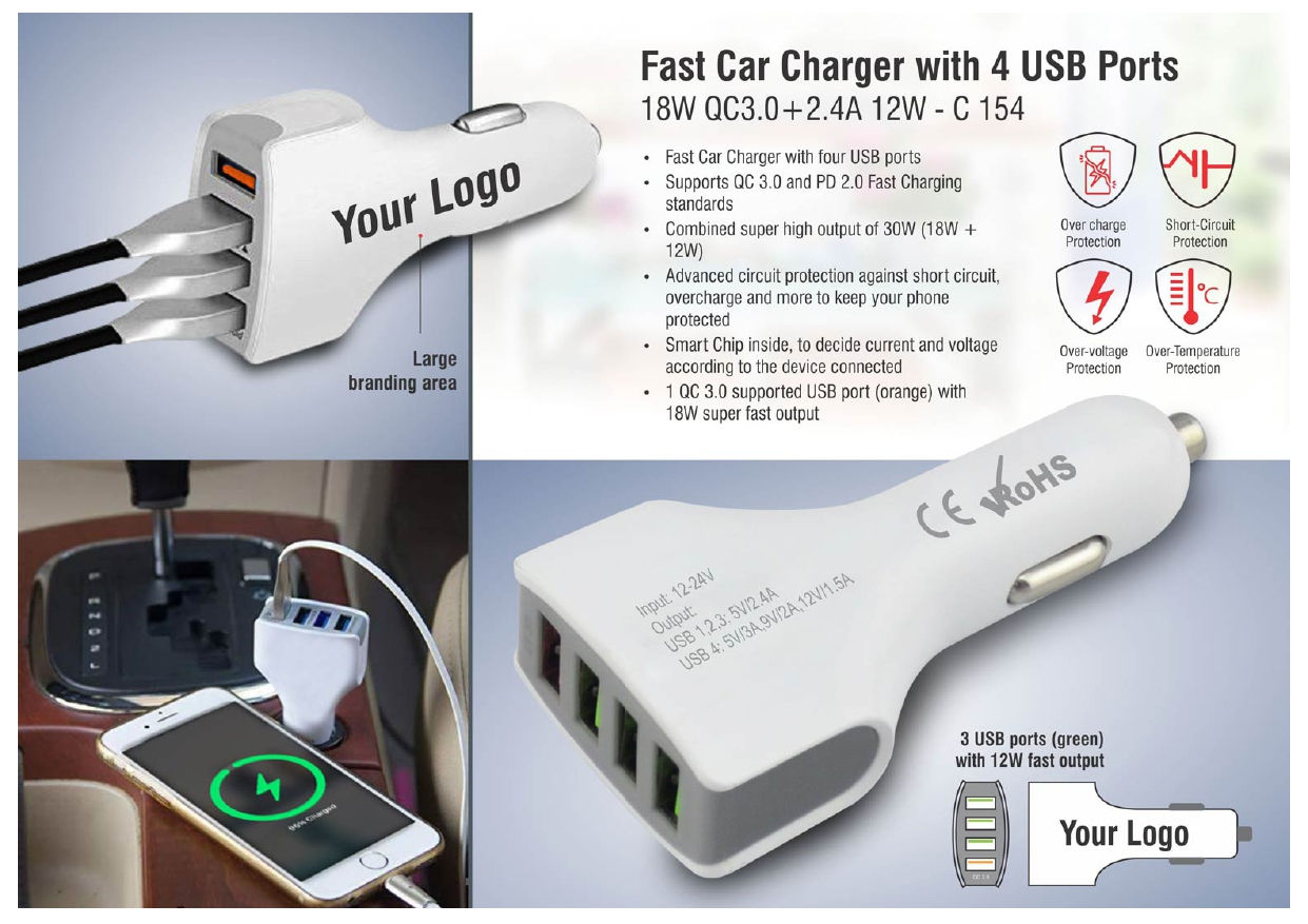 Fast car charger with 4 USB ports |  EAEA | EA;C154 | D330