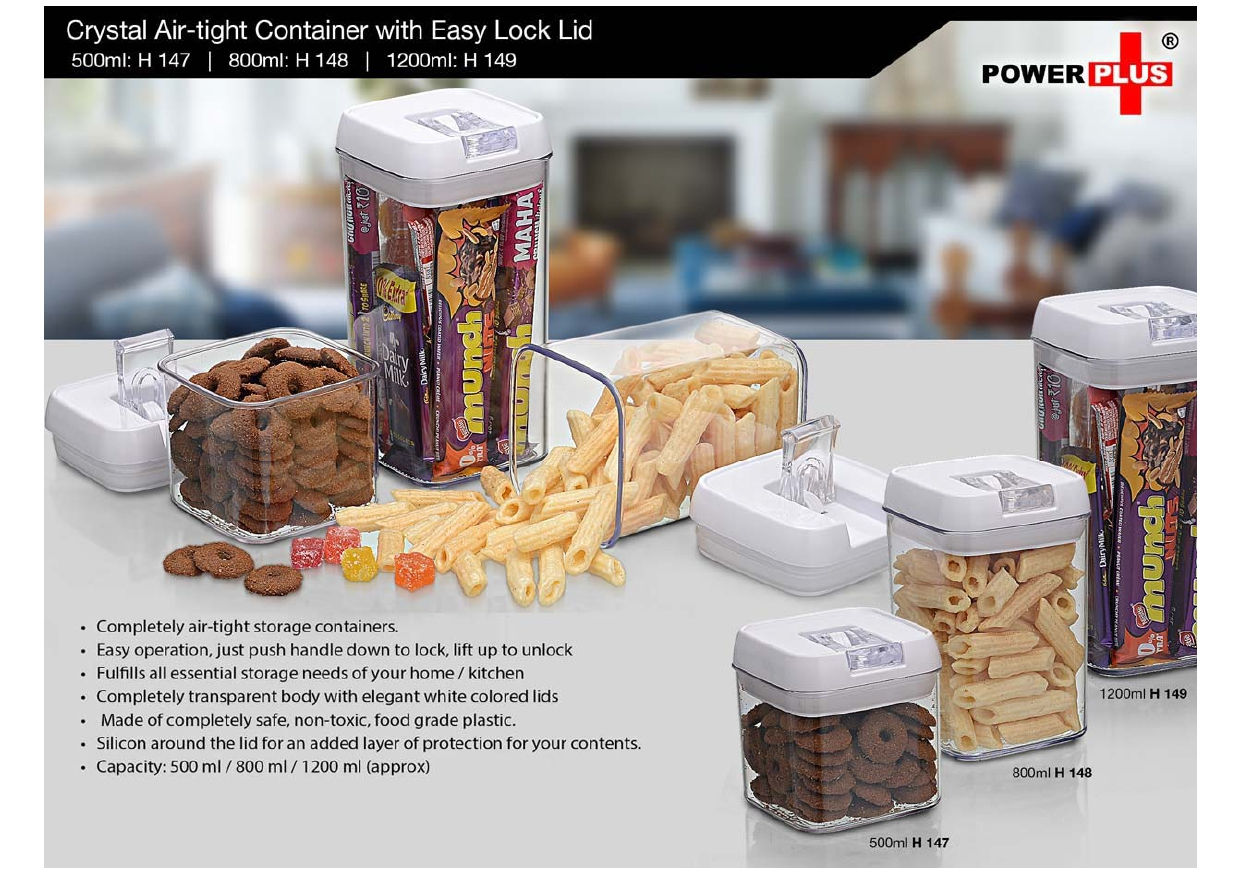 Crystal Air-tight Container with Easy Lock Lid|  EAEA | EA;H147 | D260
