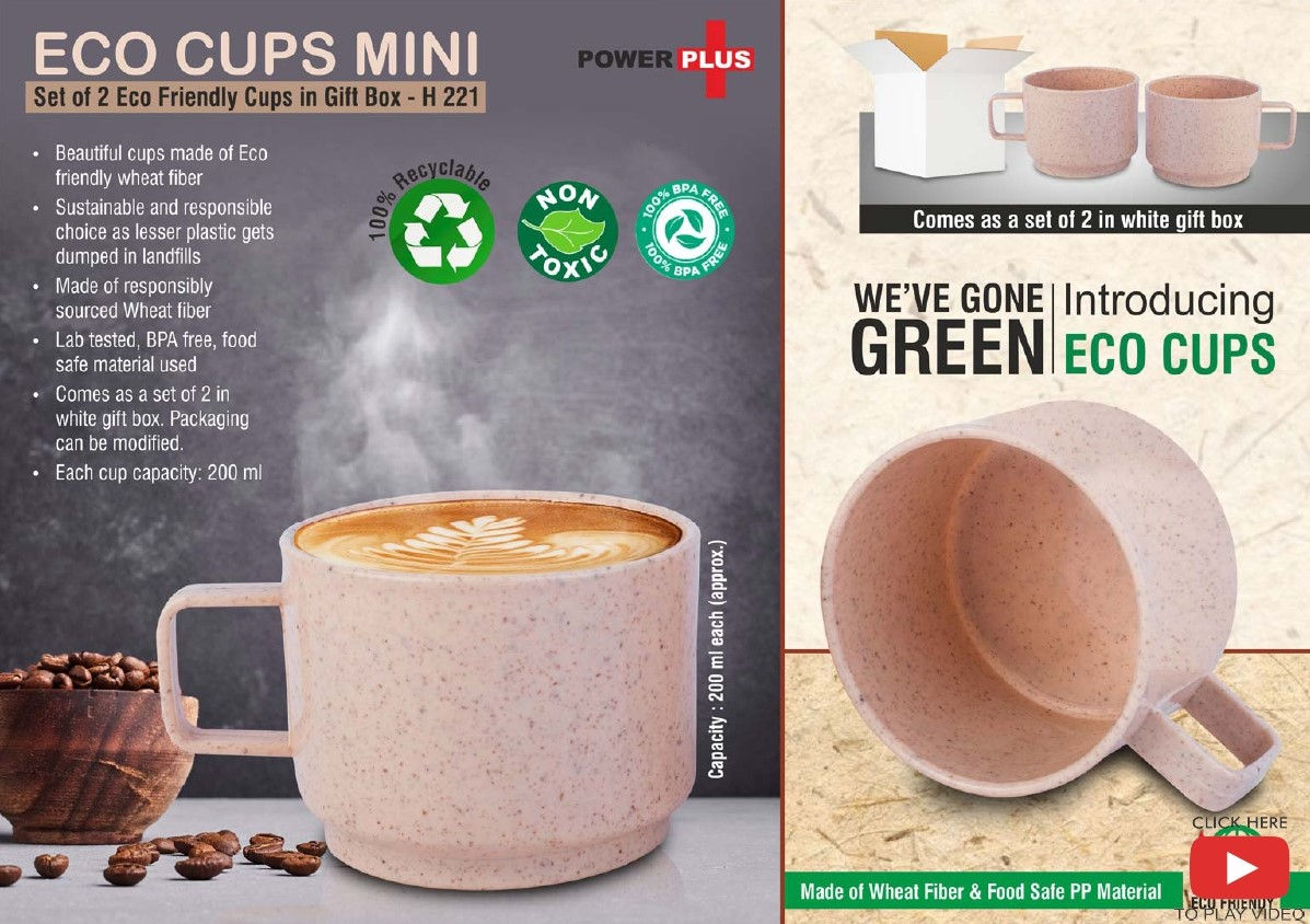 Eco cups mini: Set of 2 eco friendly cups| EAEA | Bamboo | EA;H221 | D138