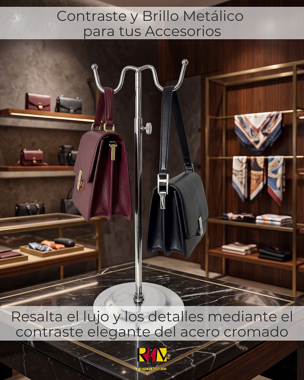 Miniatura: Exhibidor de Carteras y Accesorios con Base Circular | Altura Ajustable