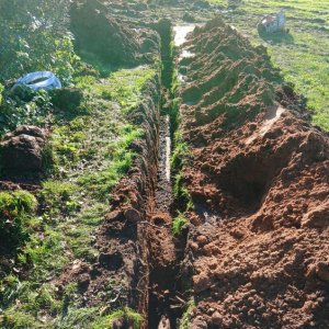 pipes and trenching for soakaway