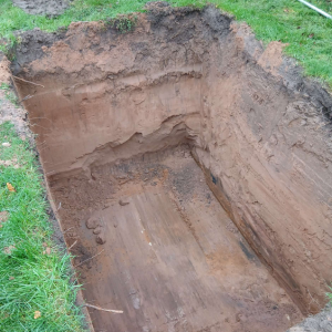 soakaway trench dug