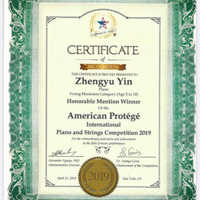 American Protege International Piano and Strings Competition 2019 - Zhengyu Yin