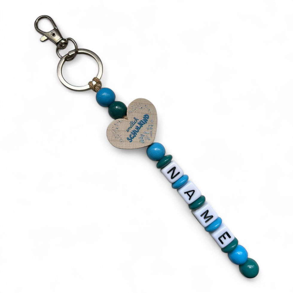 Miniaturbild: Endlich Schulkind ABC blau - personalisierter Schlüsselanhänger Herz mit Namen 