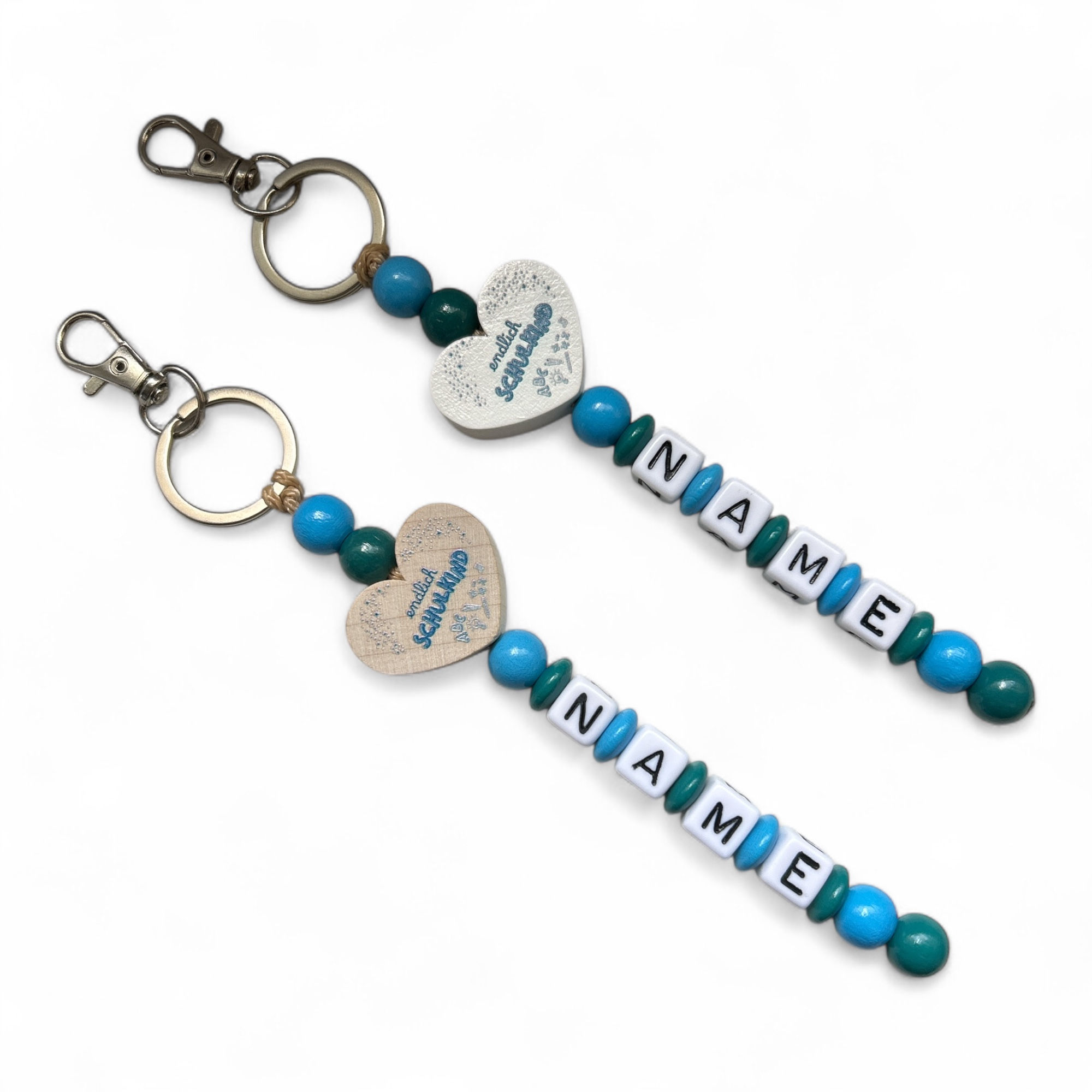 Herzanhänger Endlich Schulkind ABC blau - personalisierte Geschenkidee