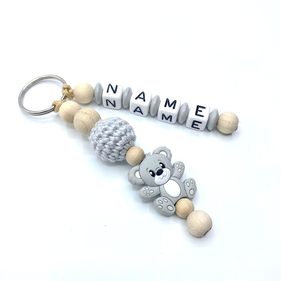 Miniaturbild: Schlüsselanhänger mit Namen Teddybär, Geschenkidee personalisiert