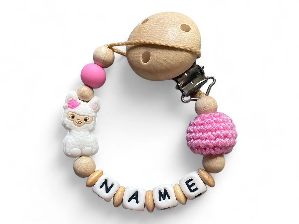 Miniaturbild: Schnullerkette mit Namen Alpaka - Nuckelkette personalisiert
