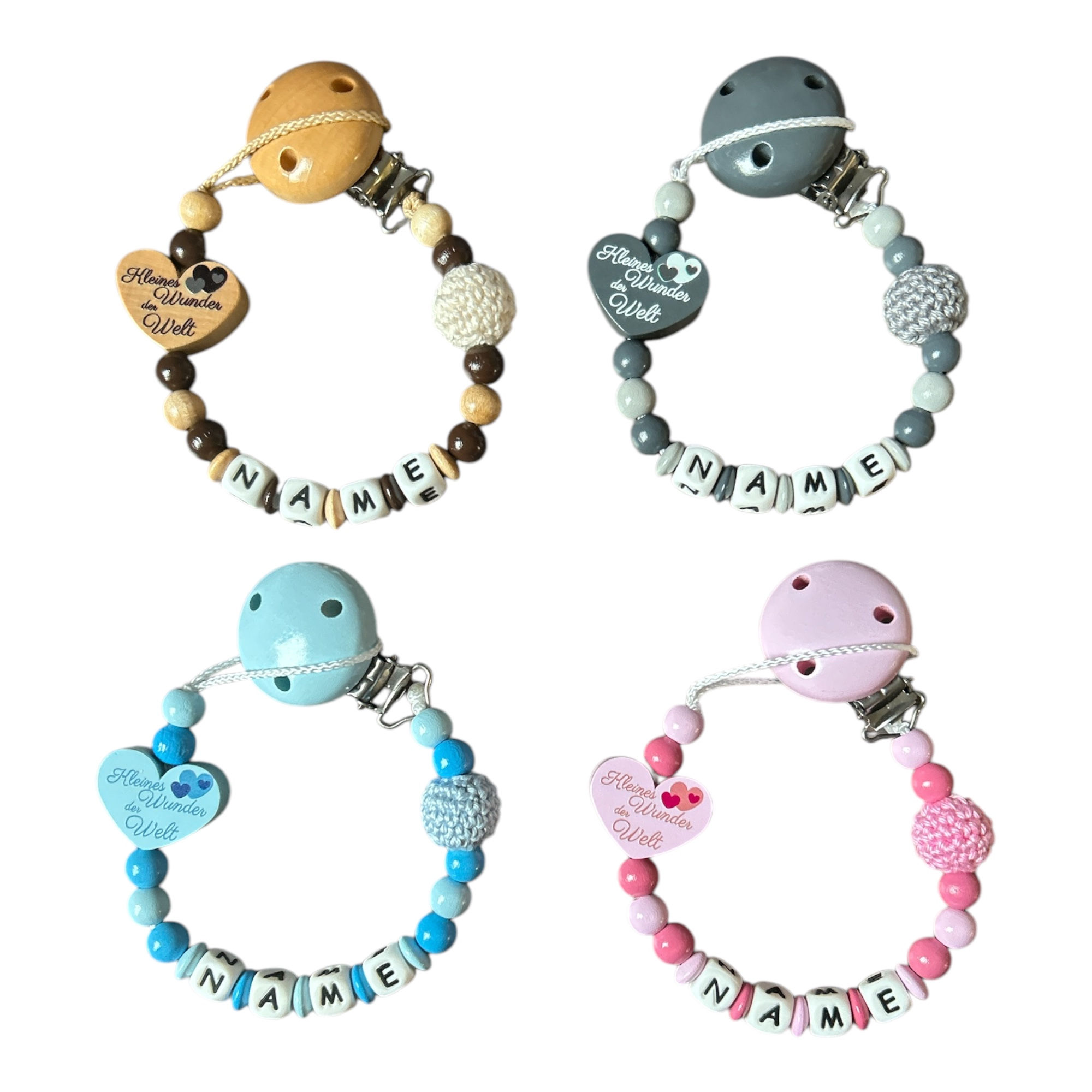 Schnullerkette mit Namen Herz Kleines Wunder der Welt
