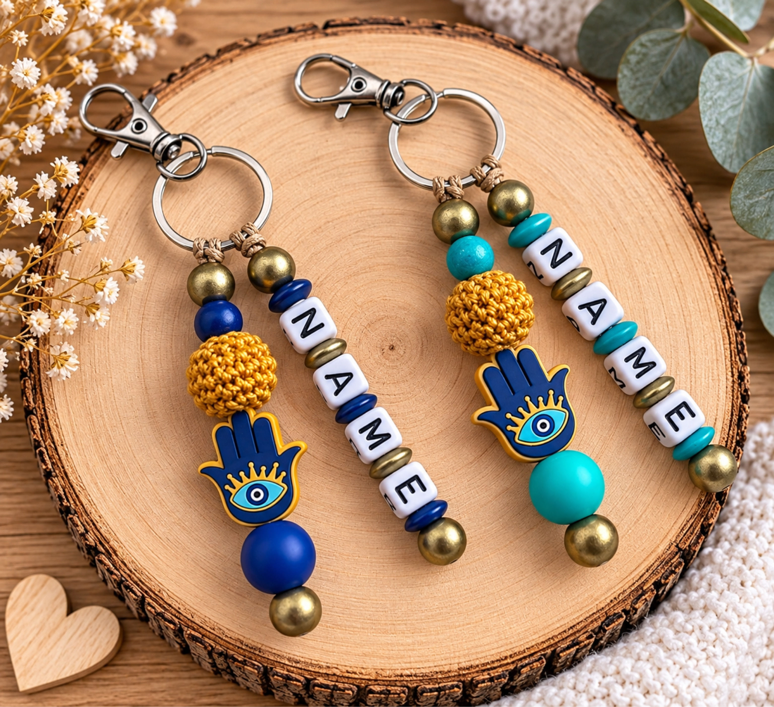 Schlüsselanhänger mit Namen Hand der Fatima ,individuelles Geschenk