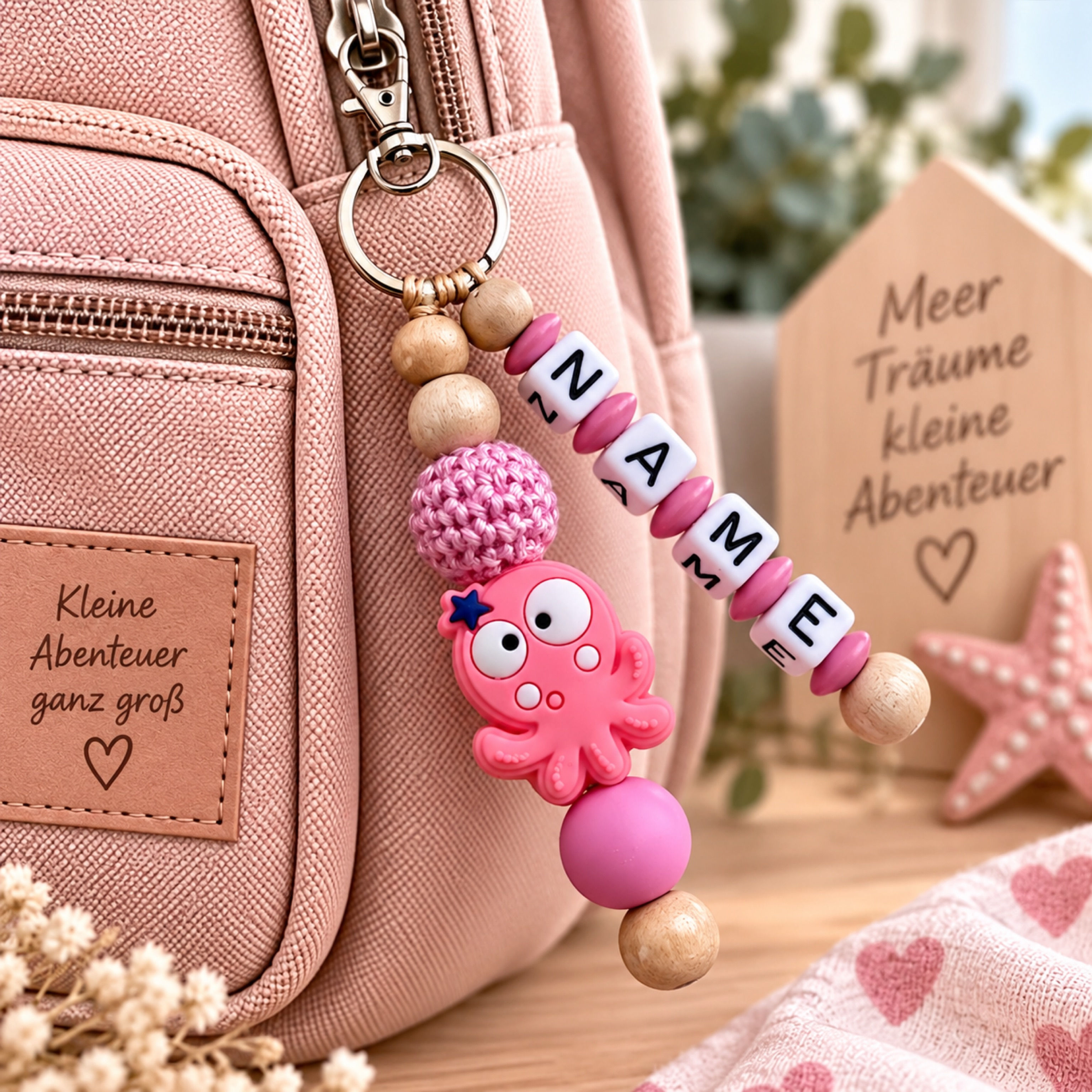 Personalisierter Schlüsselanhänger mit Namen Octopus, individuelles Geschenk