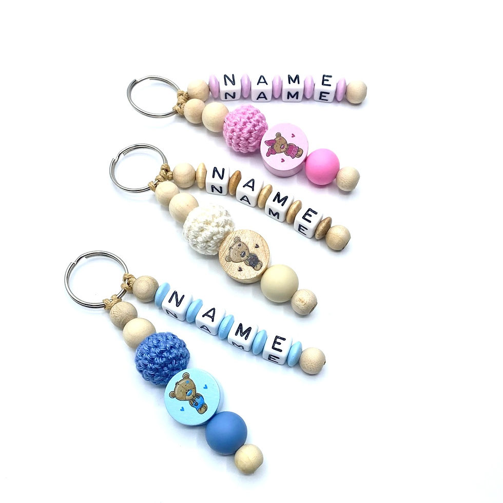Miniaturbild: Schlüsselanhänger mit Namen Bär, Geschenkidee personalisiert