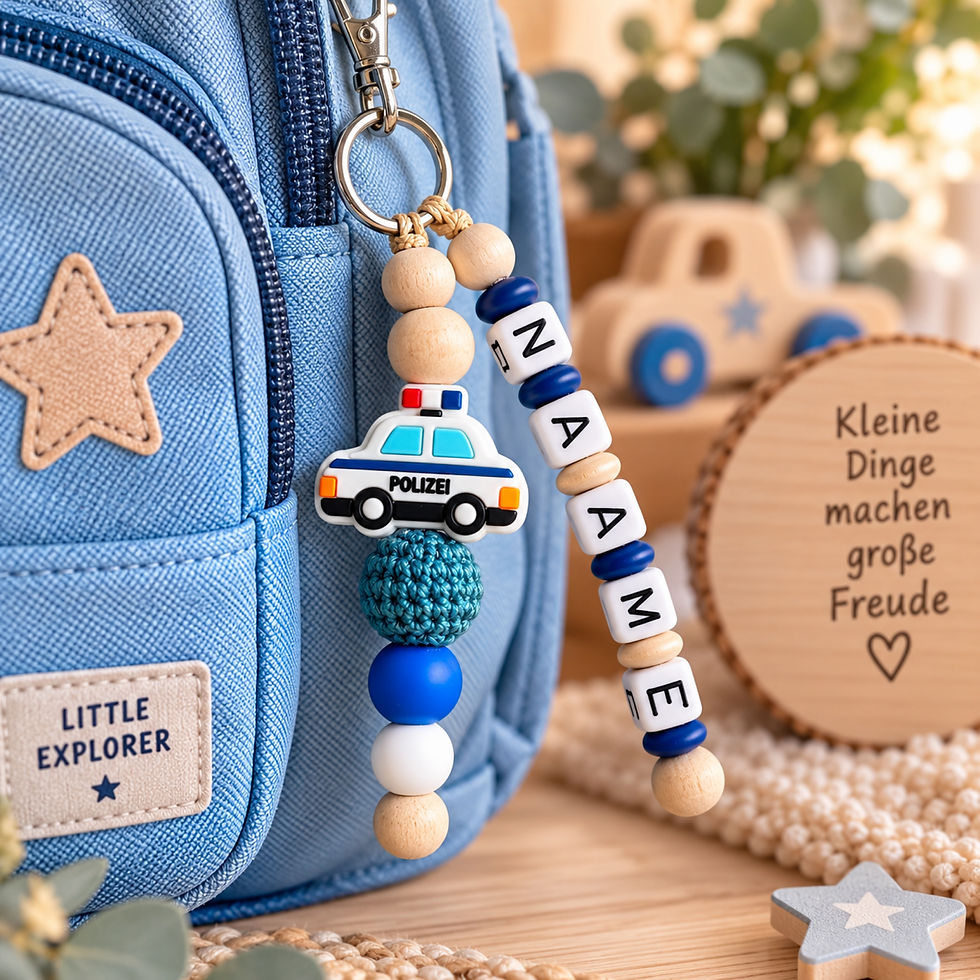 Miniaturbild: Personalisierter Schlüsselanhänger mit Namen Polizeiauto, individuelles Geschenk