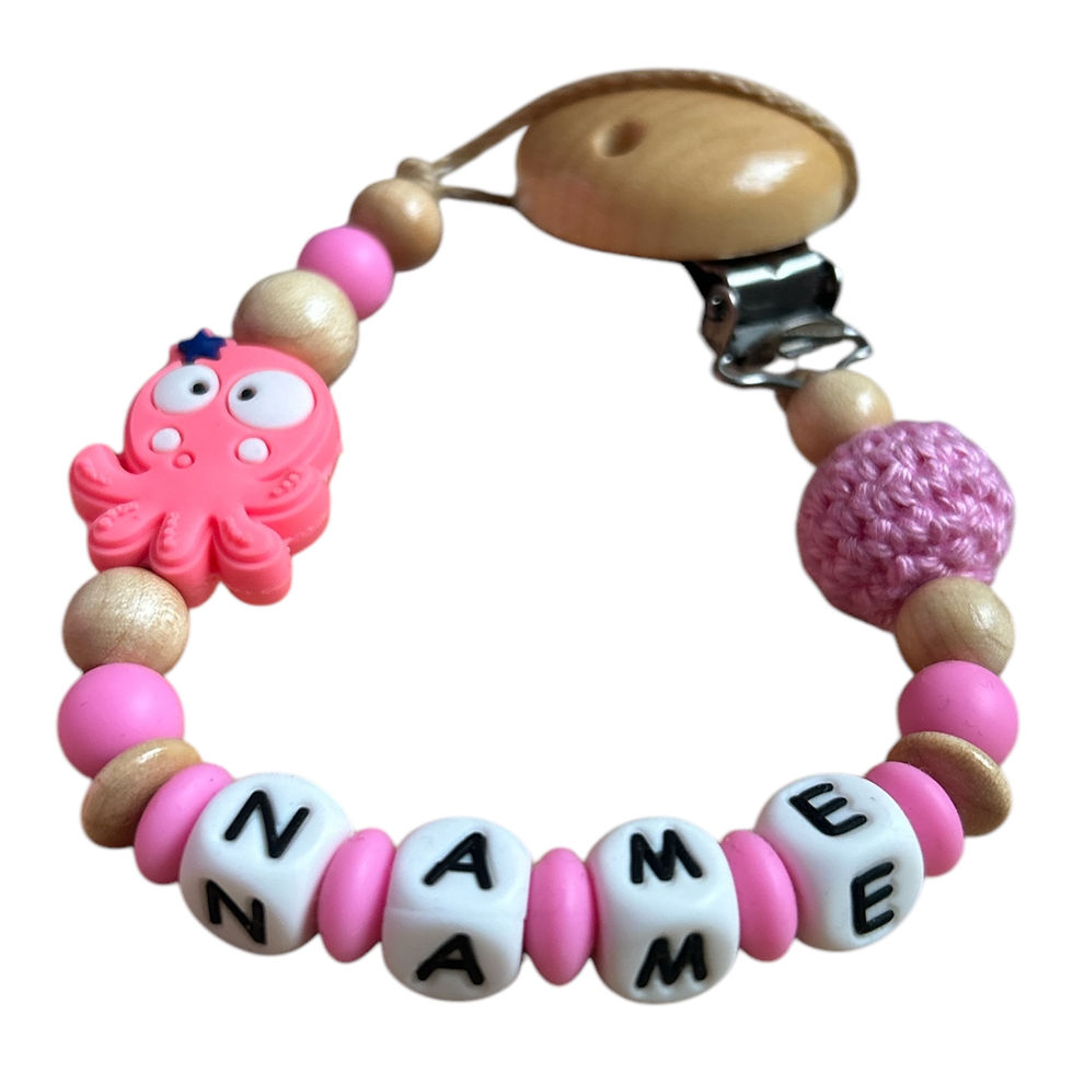 Miniaturbild: Schnullerkette mit Namen Octopus - Nuckelkette personalisiert
