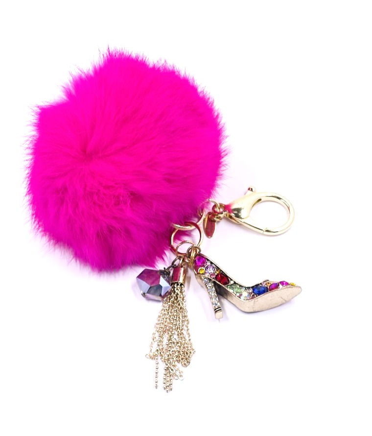 Thumbnail: Faux Fur Ball Purse Charm