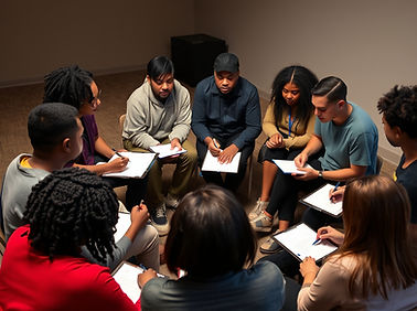 songwriting group. Sitting in a circle. Pens and Pads. 2 mentor.jpg