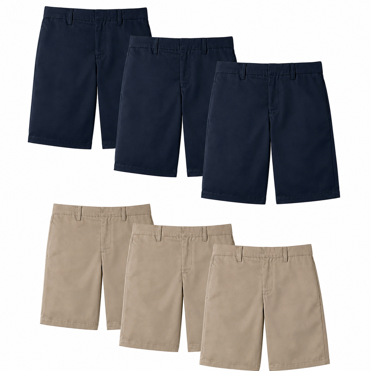 Boys Flat Front Shorts 3 Pack