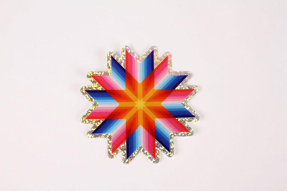 Thumbnail: Set of 2 quilting stickers - Sunshine / Summer Ombre Star Quilt