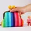 Miniature : Color wooden bobble - Patchwork rainbow stripes