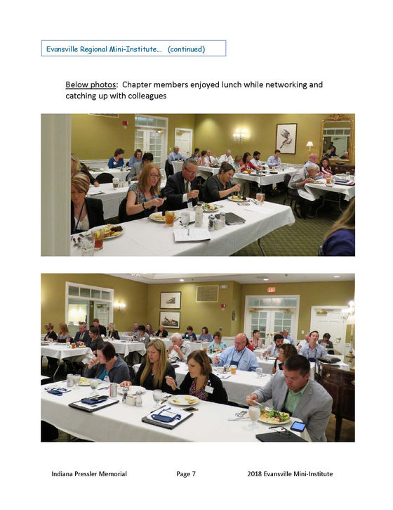 2018 Indiana Regional Institute Held in Evansville