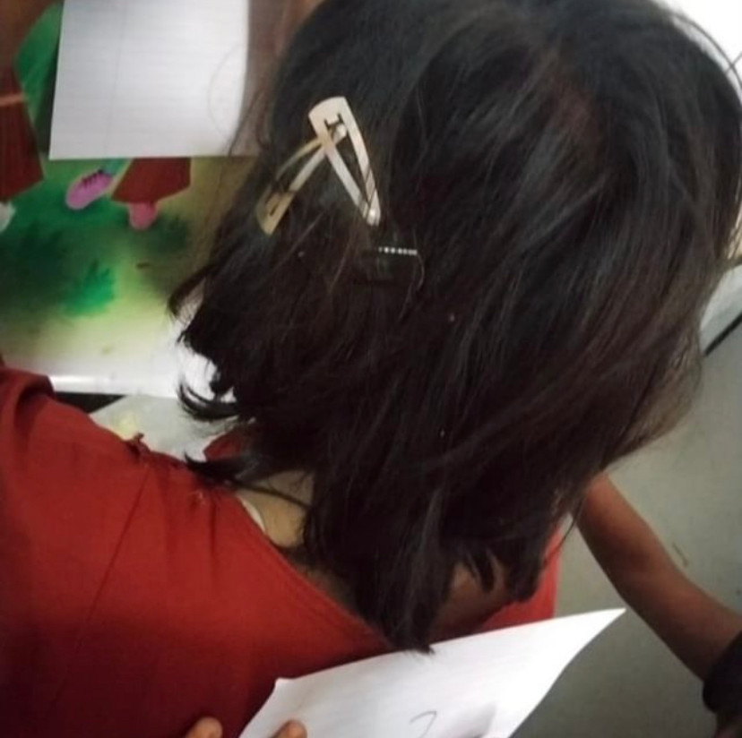 Concentrated drawing before laughing at the different drawings!