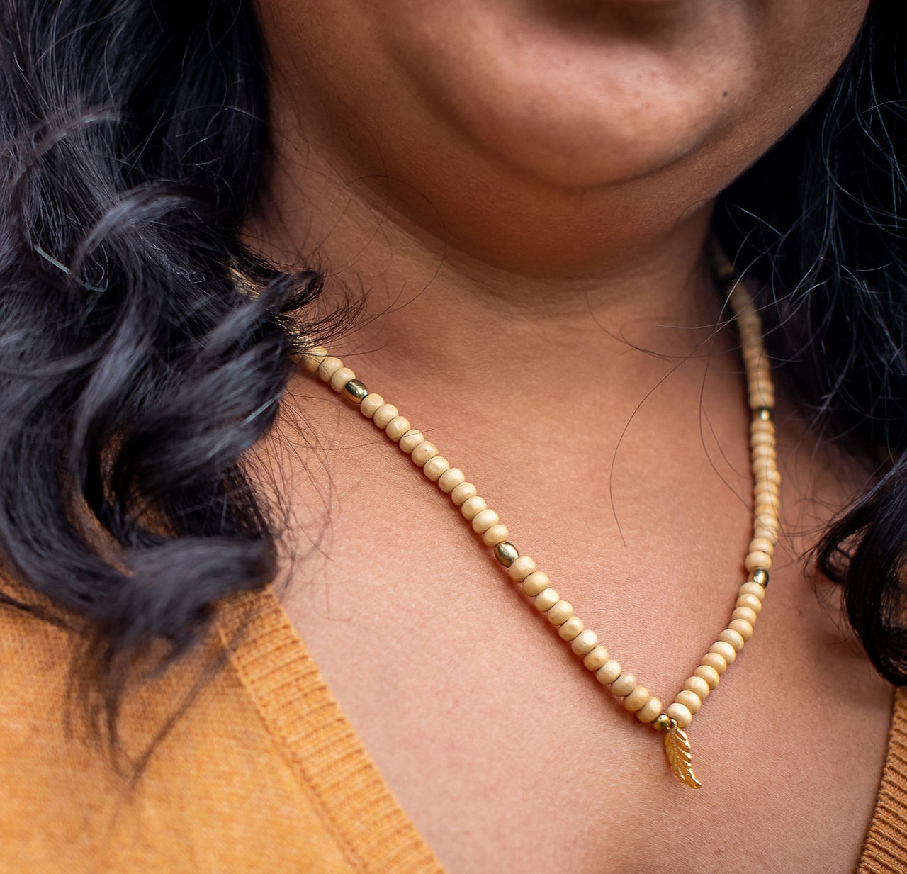 Versatile Natural Wood Necklace can also be worn as a bracelet!