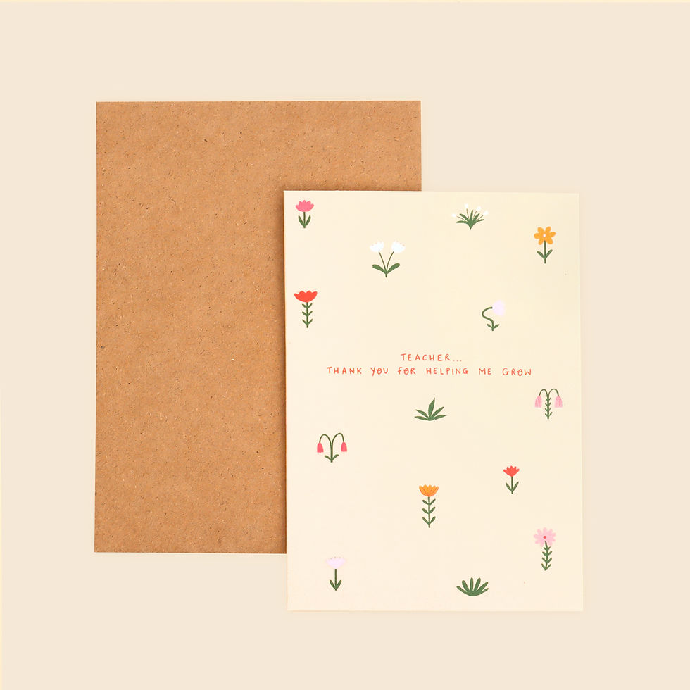 Floral Thank You Teacher Card from the greeting cards collection by Little Black Cat illustrated goods.