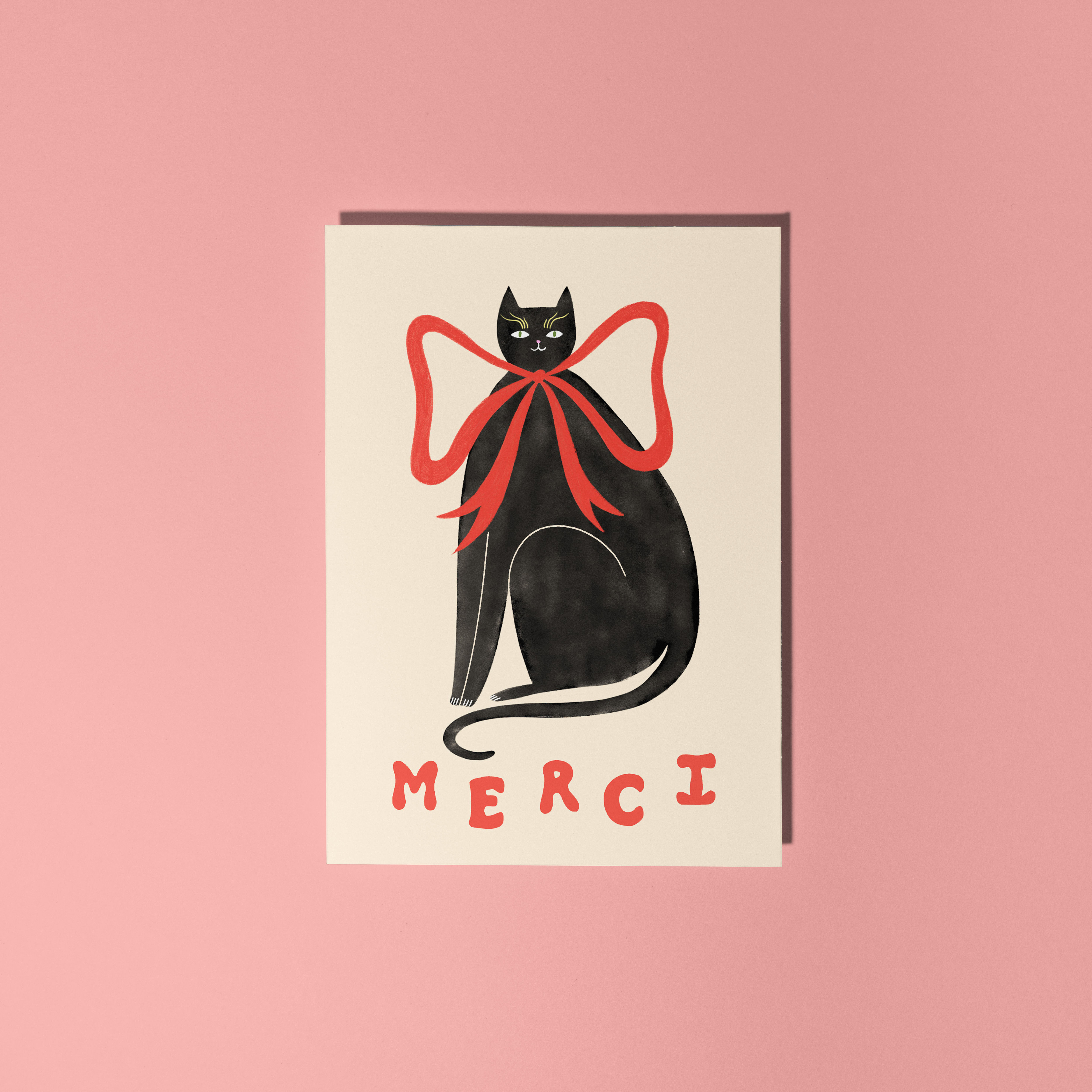 Merci Black Cat Thank You Card