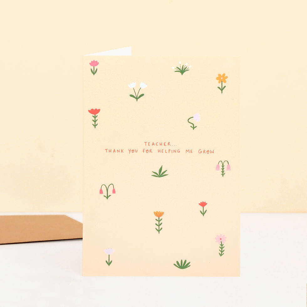 Floral Thank You Teacher Card from the greeting cards collection by Little Black Cat illustrated goods.