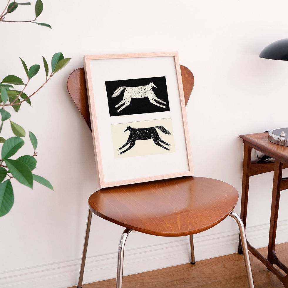 A Negative / Positive Horse Art Print from the collection by Little Black Cat illustrated goods.