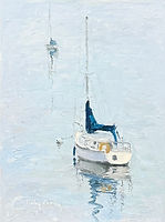 Sail board on misty water