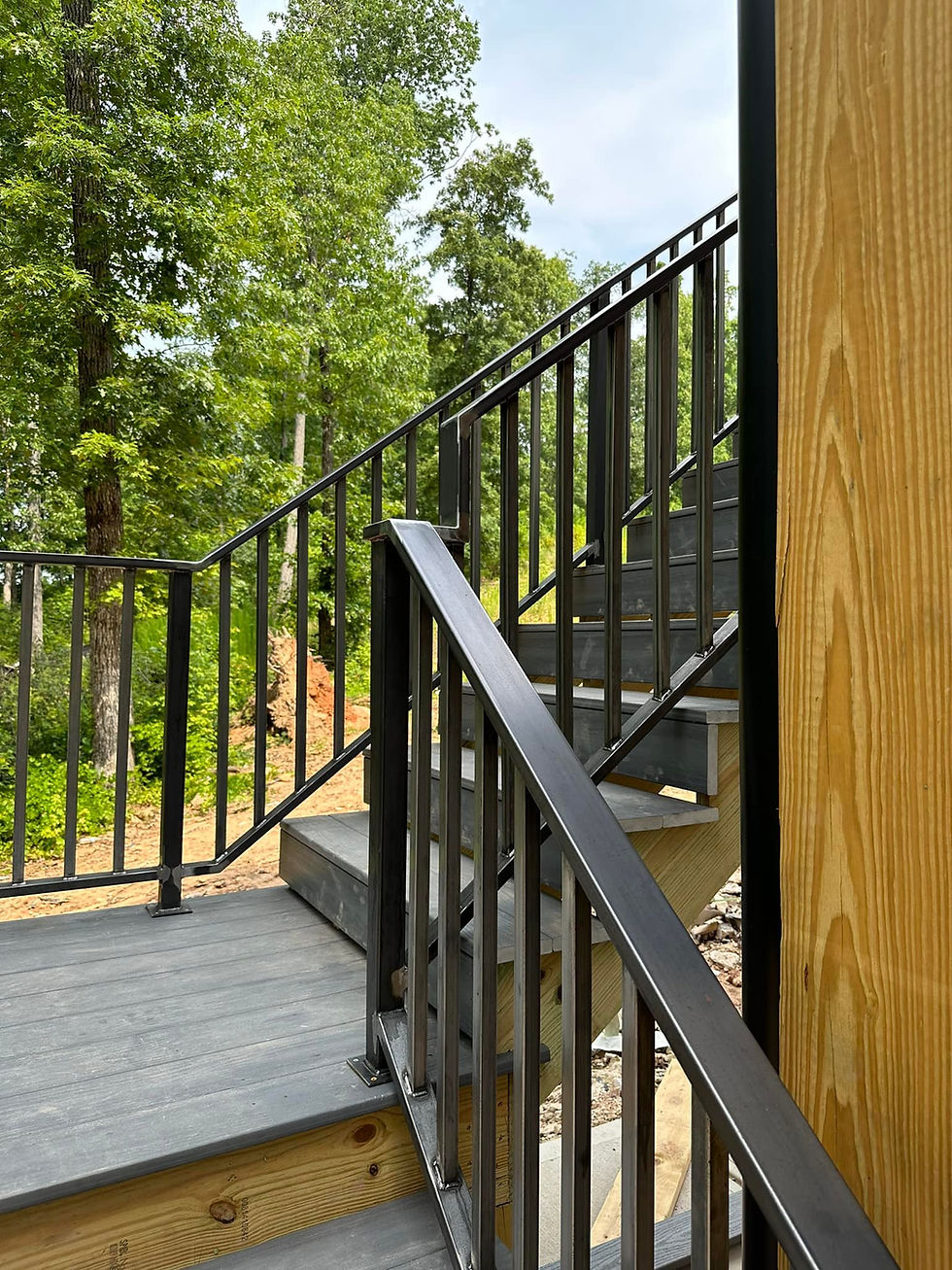 Custom fabricated outdoor steel railing for staircase in Georgia – welded metal handrail for residential decks